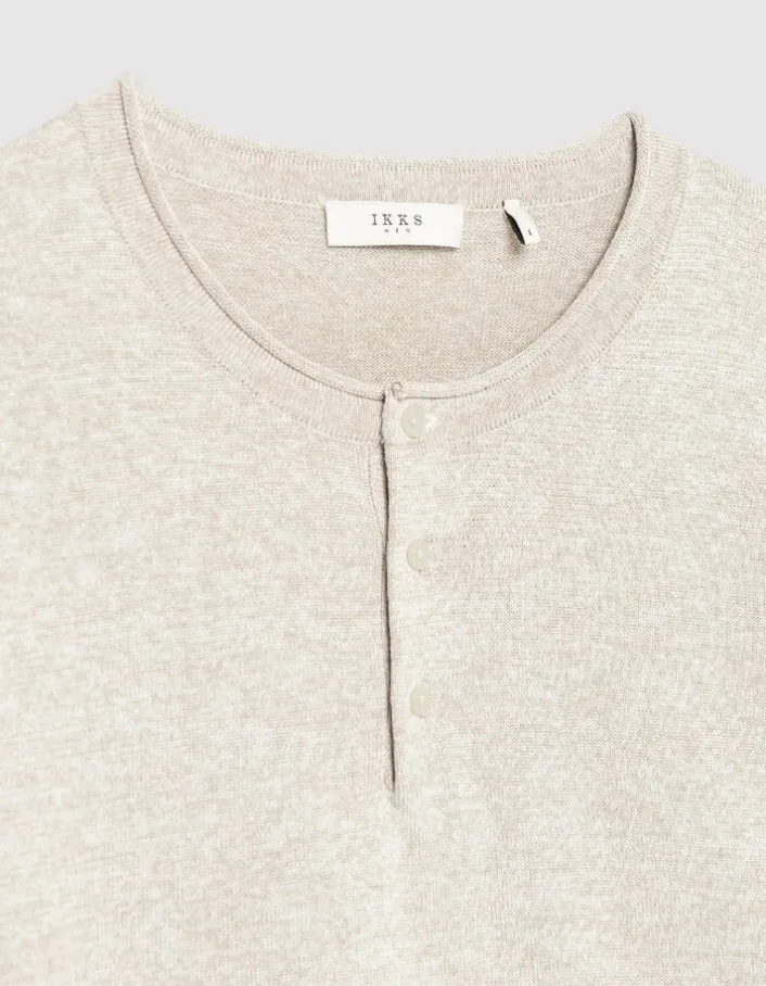 Pull tunisien beige tricot chiné Homme