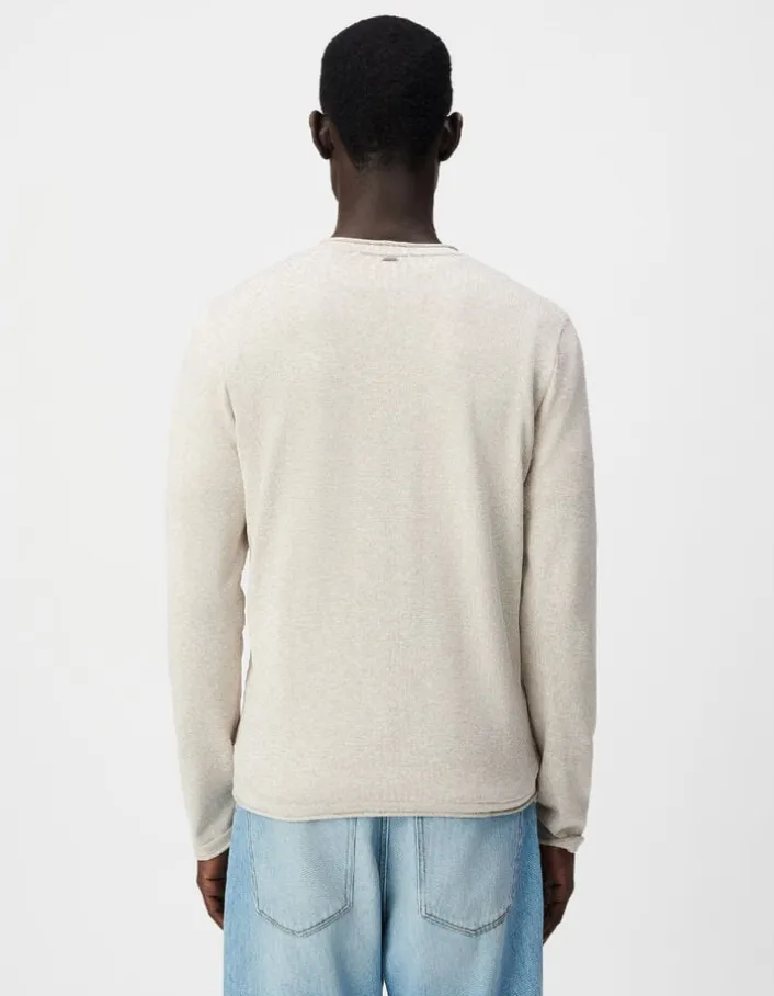 Pull tunisien beige tricot chiné Homme