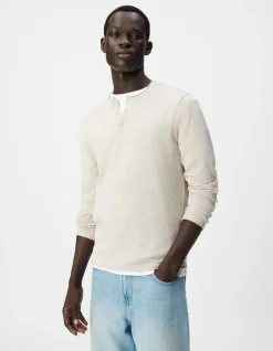 Pull tunisien beige tricot chiné Homme