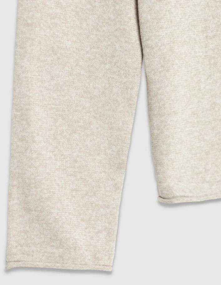 Pull tunisien beige tricot chiné Homme