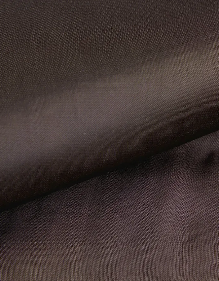 Robe courte marron satinée avec petits boutons Femme