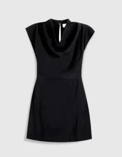 Robe courte noire col bénitier Femme