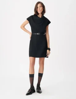 Robe courte noire col bénitier Femme