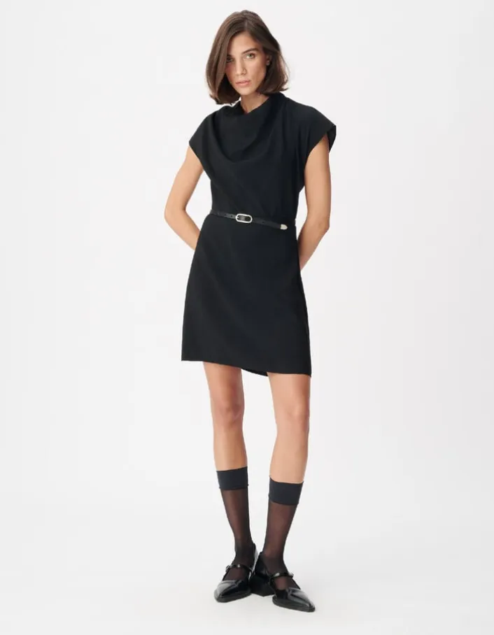 Robe courte noire col bénitier Femme