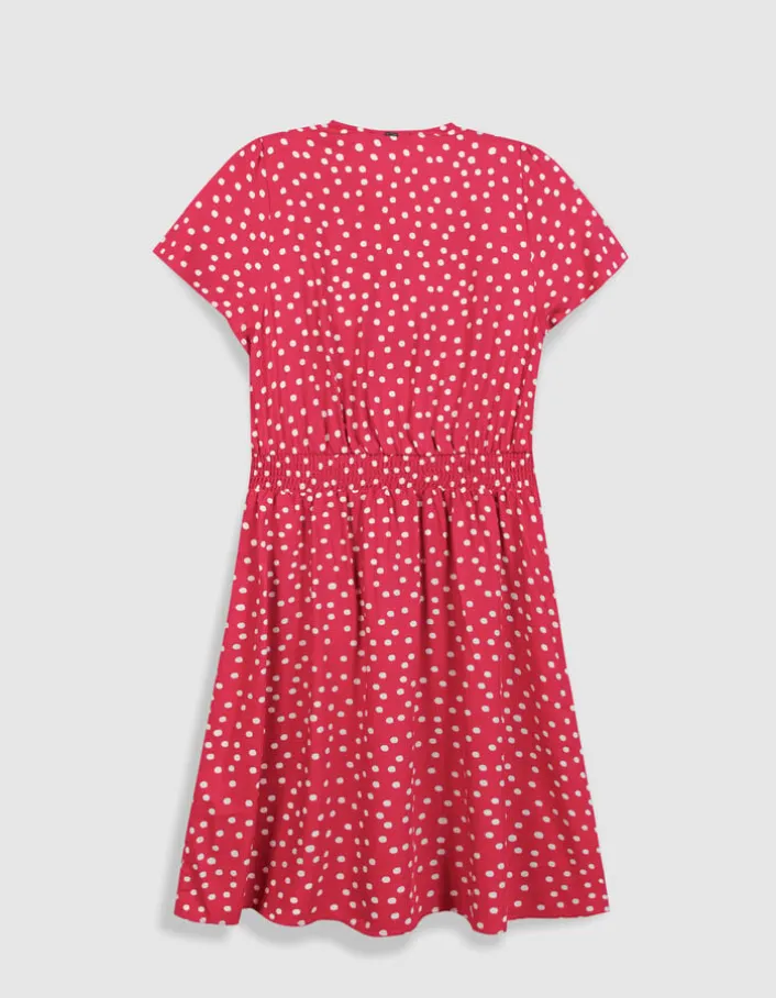 Robe encolure V rose imprimé pois Femme