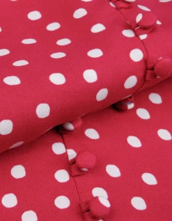Robe encolure V rose imprimé pois Femme