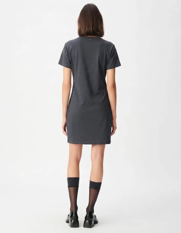Robe grise forme T-shirt Femme