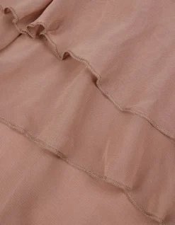 Robe longue fluide blush avec volants Femme