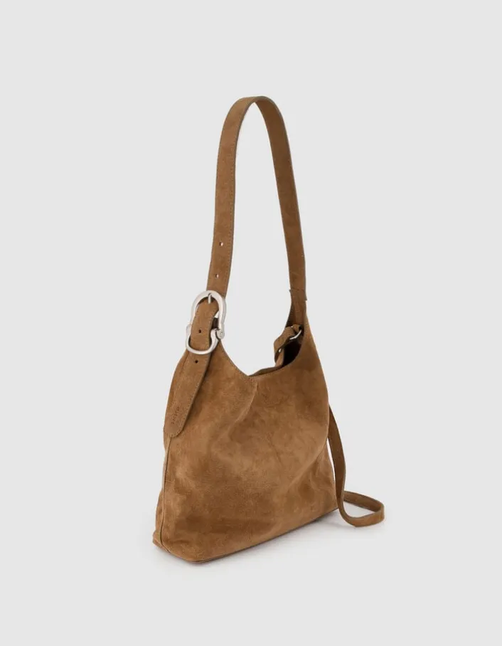 Sac beige cuir velours forme seau Taille M Femme