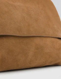 Sac besace Messenger camel cuir velours Femme