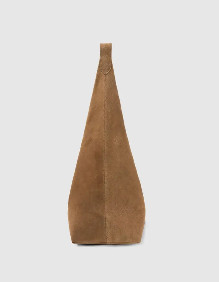 Sac Hobo camel velours souple Femme