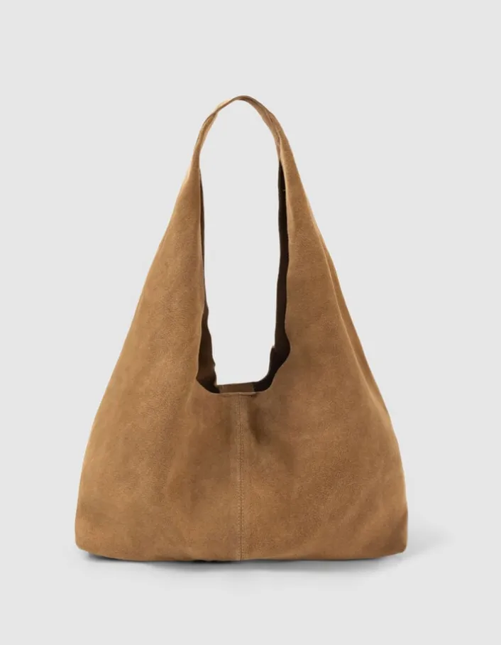 Sac Hobo camel velours souple Femme