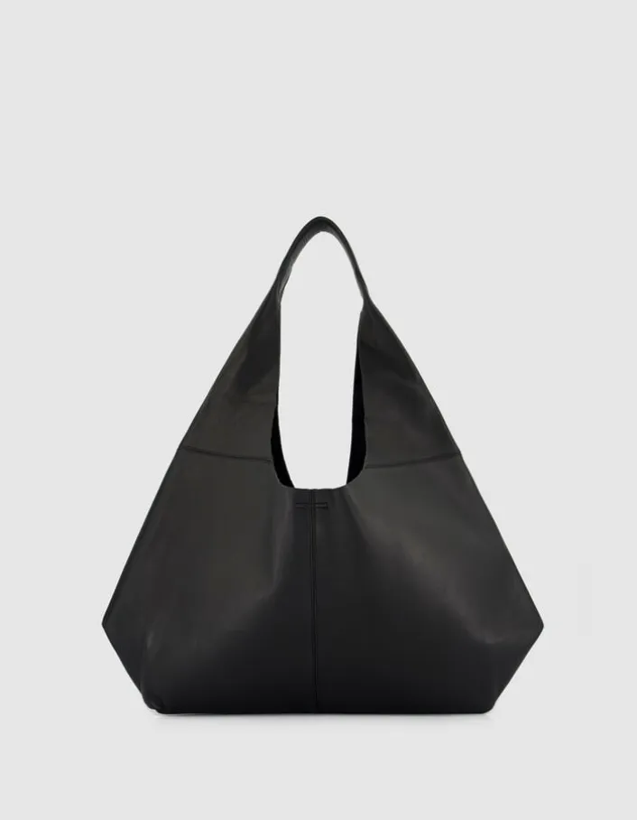 Sac Hobo noir cuir décor maxi oeillets Taille L Femme