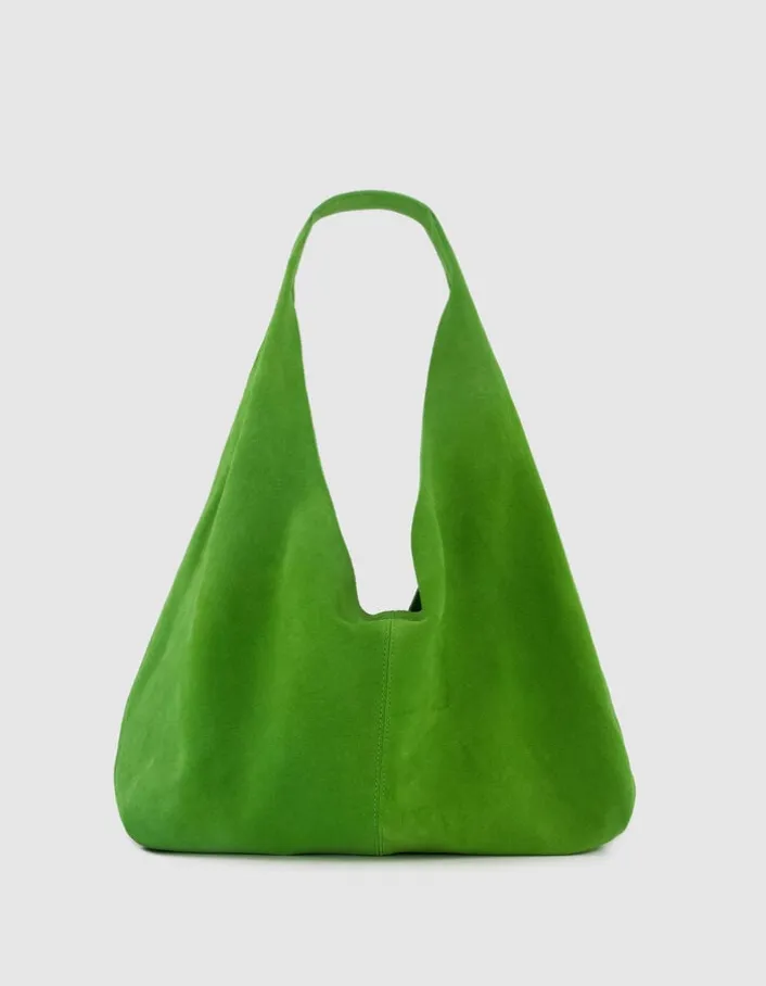 Sac Hobo vert cactus cuir velours Femme