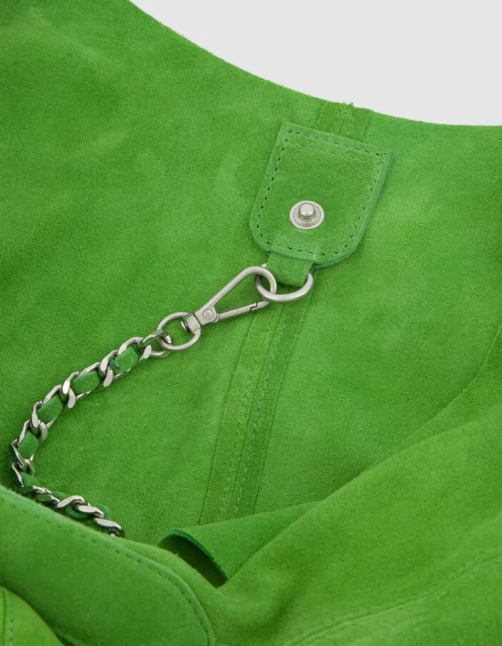 Sac Hobo vert cactus cuir velours Femme