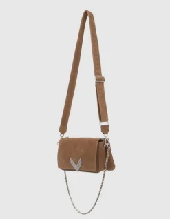 Sac Le 111 Staten Island camel cuir velours Femme