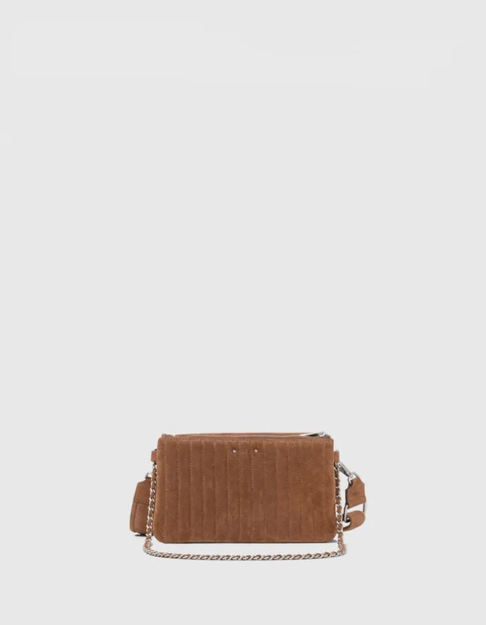 Sac Le 111 Staten Island camel cuir velours Femme