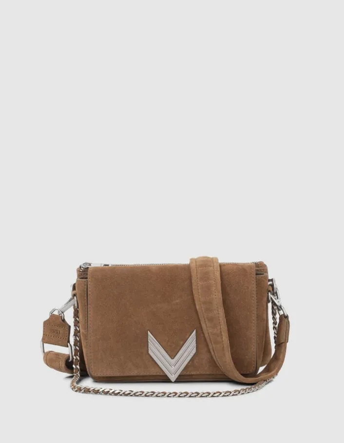 Sac Le 111 Staten Island camel cuir velours Femme