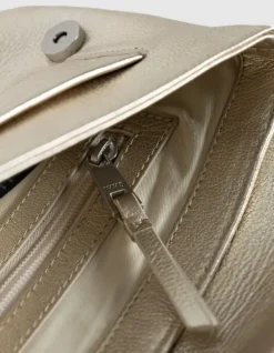 Sac pochette doré cuir métallisé Femme