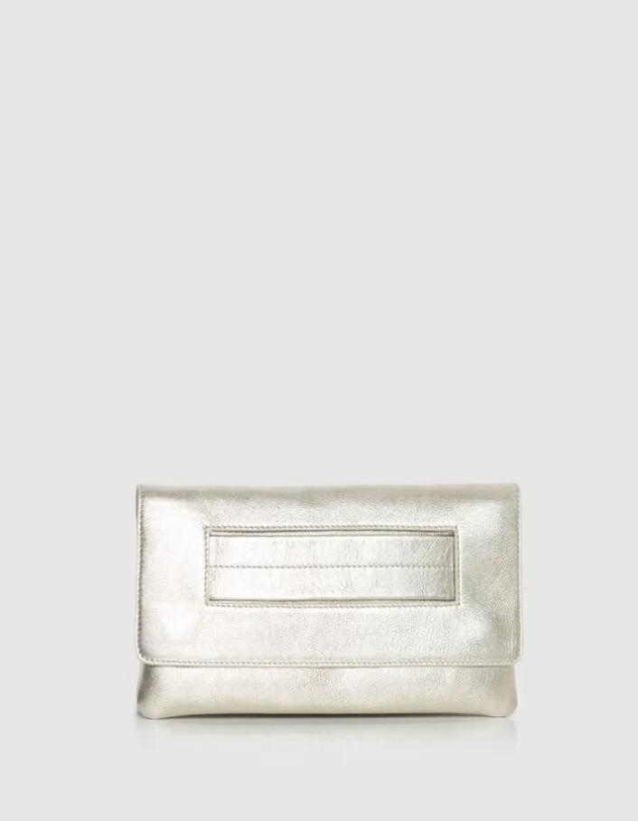 Sac pochette doré cuir métallisé Femme