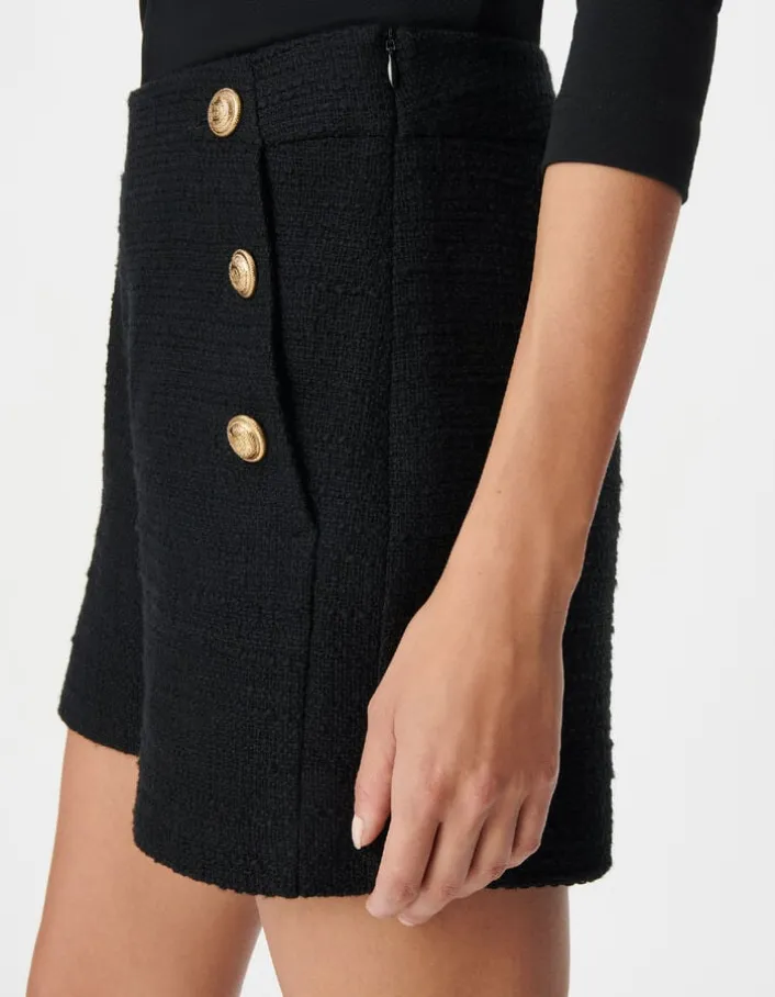 Short à pont noir effet tweed Femme