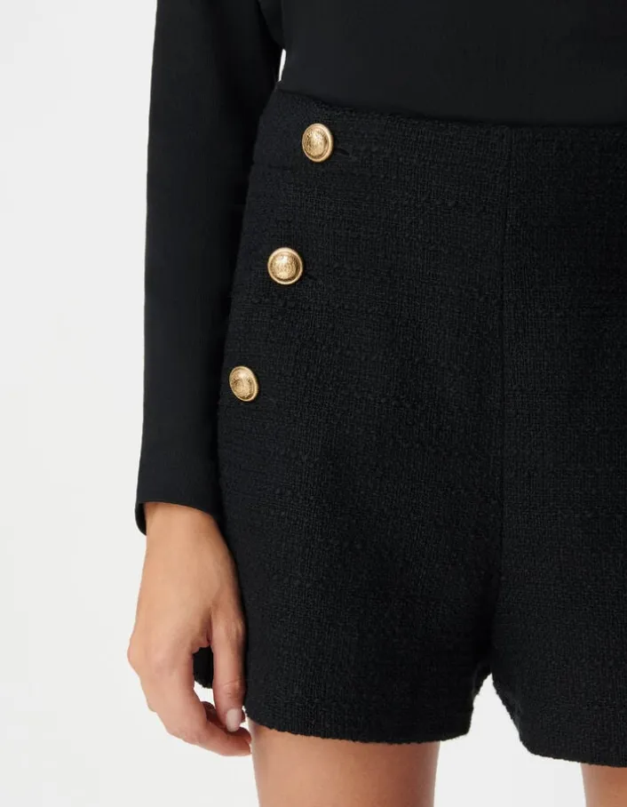 Short à pont noir effet tweed Femme