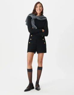 Short à pont noir effet tweed Femme