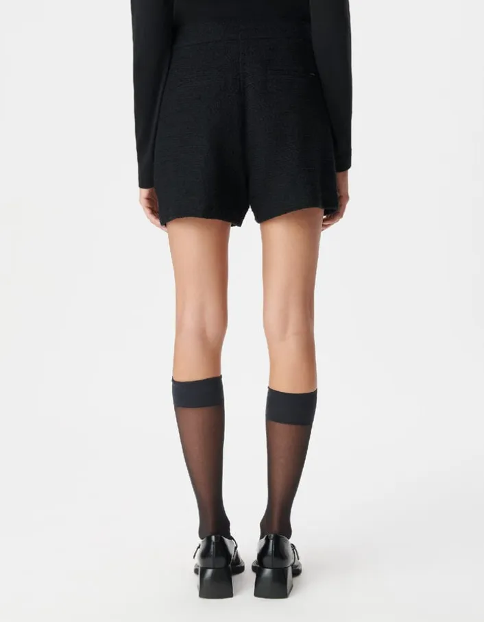 Short à pont noir effet tweed Femme