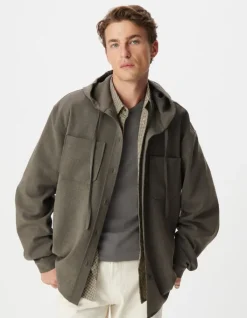 Surchemise à capuche marron Homme