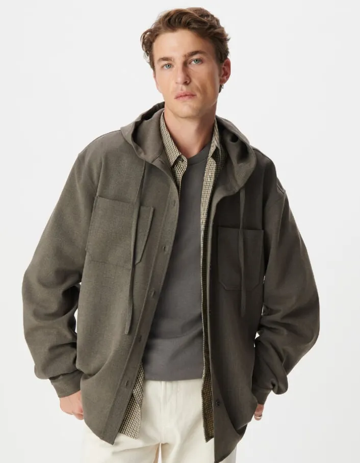 Surchemise à capuche marron Homme