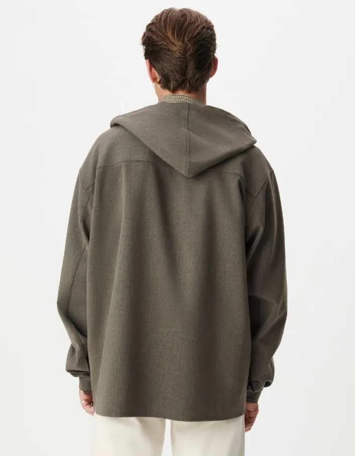 Surchemise à capuche marron Homme