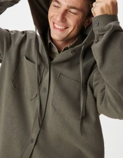 Surchemise à capuche marron Homme
