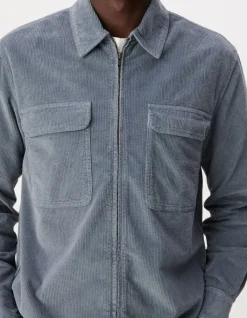 Surchemise easy bleue velours côtelé Homme