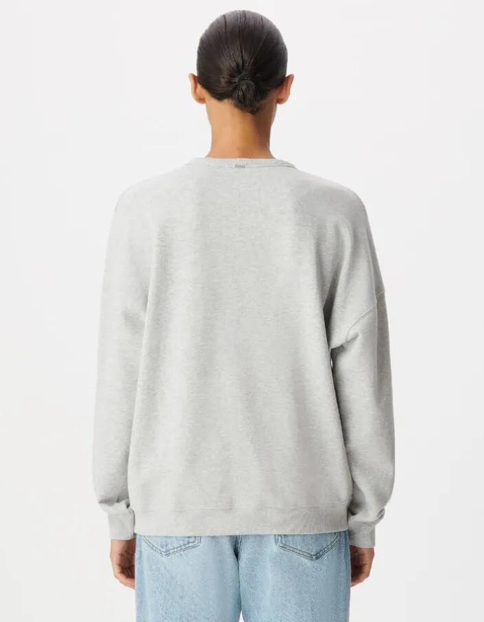 Sweat gris broderies message Femme