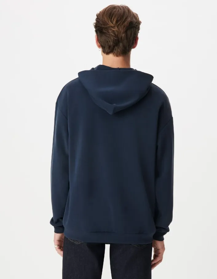 Sweat marine à capuche molleton Homme