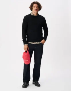 Sweat noir molleton effet rayures Homme