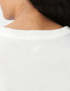 Tee-shirt col rond blanc broderie chevrons dos Femme