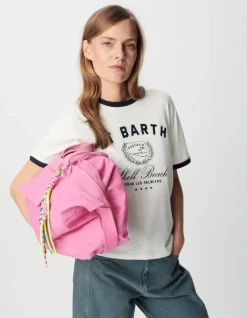 Tee-shirt col rond blanc coton bio message Femme