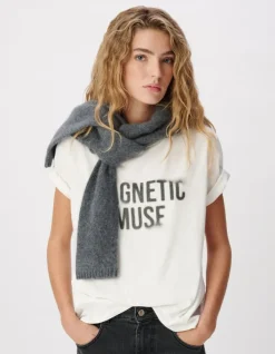 Tee-shirt col rond blanc print message Femme