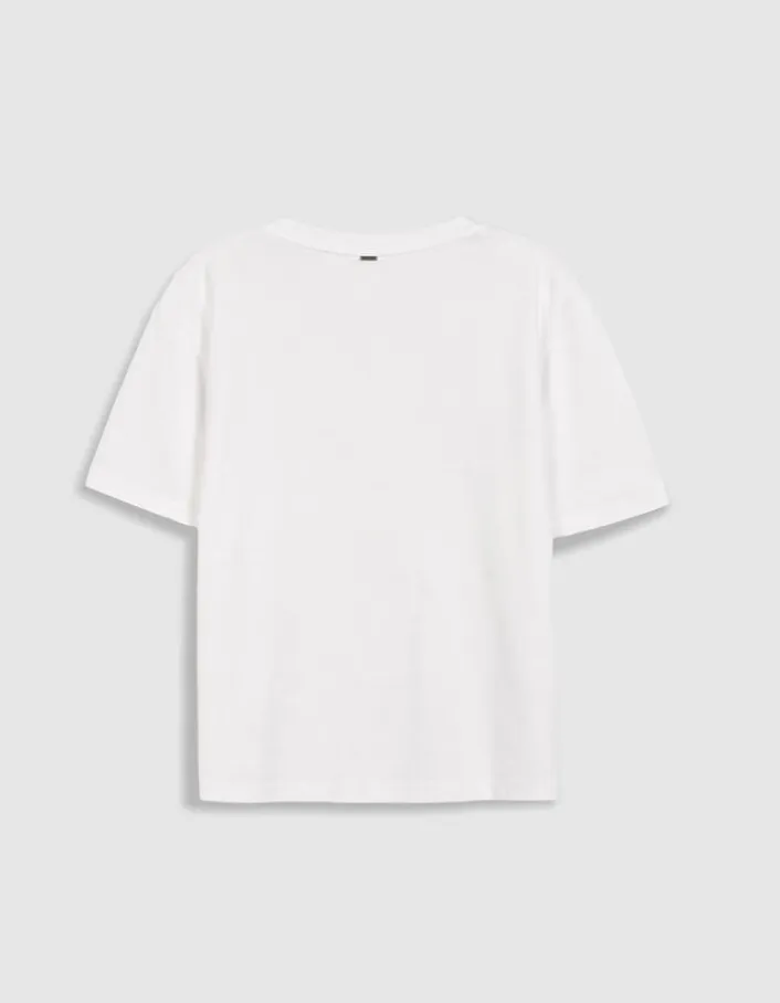 Tee-shirt col rond blanc visuel canette et messages Femme