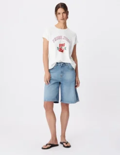 Tee-shirt col rond blanc visuel canette et messages Femme