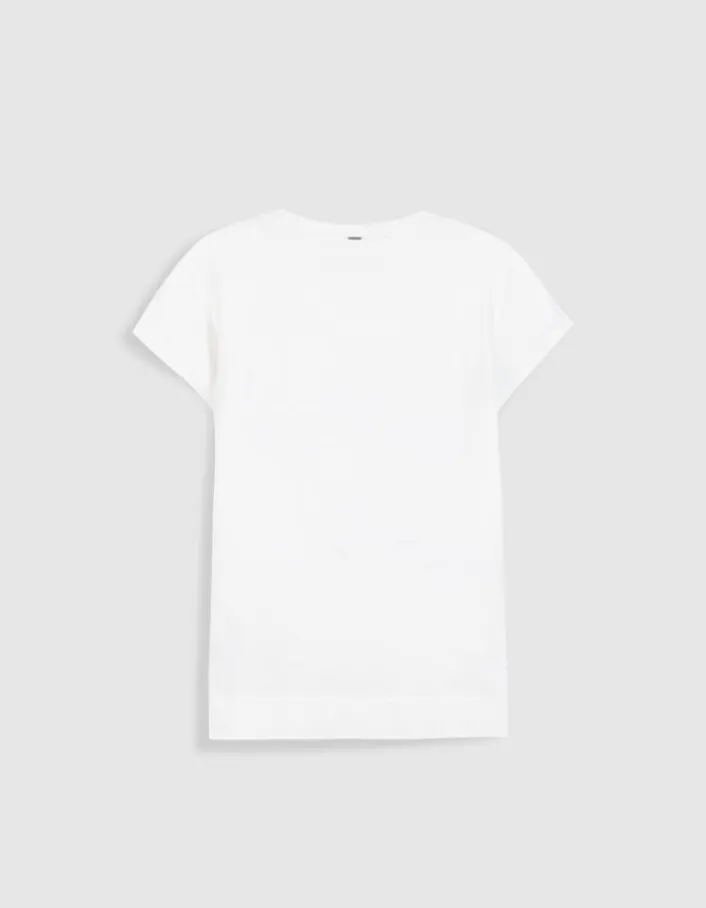 Tee-shirt col rond blanc visuel piments et messages Femme