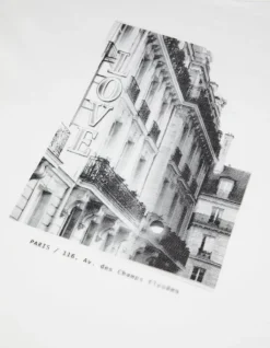 Tee-shirt col rond blanc visuel immeuble Femme