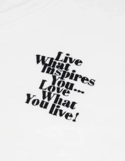 Tee-shirt col V blanc broderie message Femme