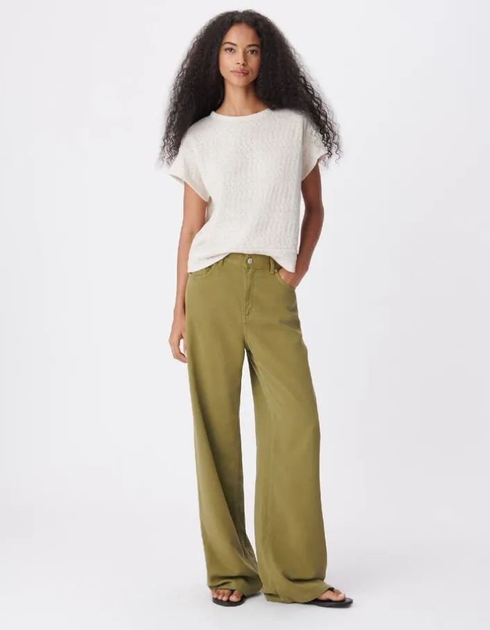 Tee-shirt doré maille ajourée cache-coeur dos Femme
