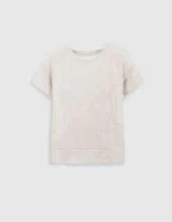 Tee-shirt doré maille ajourée cache-coeur dos Femme