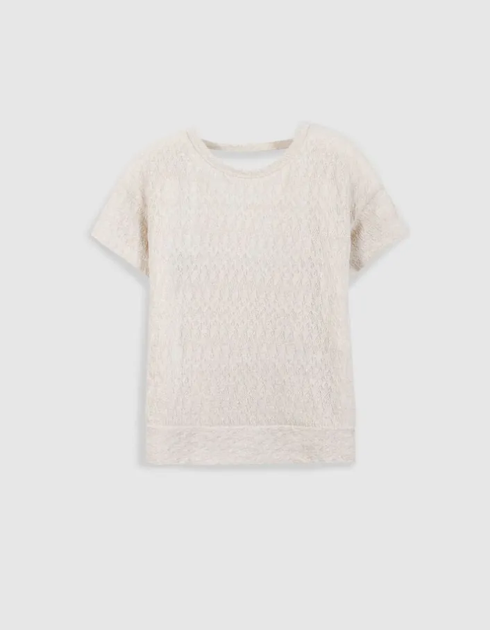Tee-shirt doré maille ajourée cache-coeur dos Femme