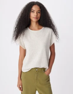 Tee-shirt doré maille ajourée cache-coeur dos Femme