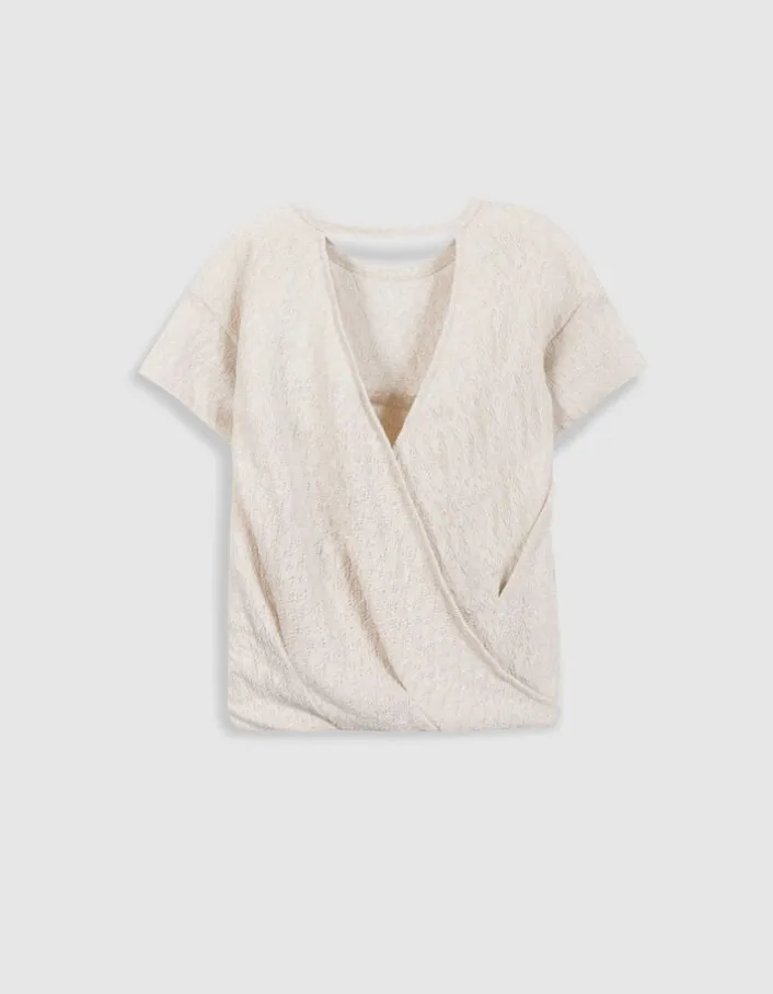 Tee-shirt doré maille ajourée cache-coeur dos Femme
