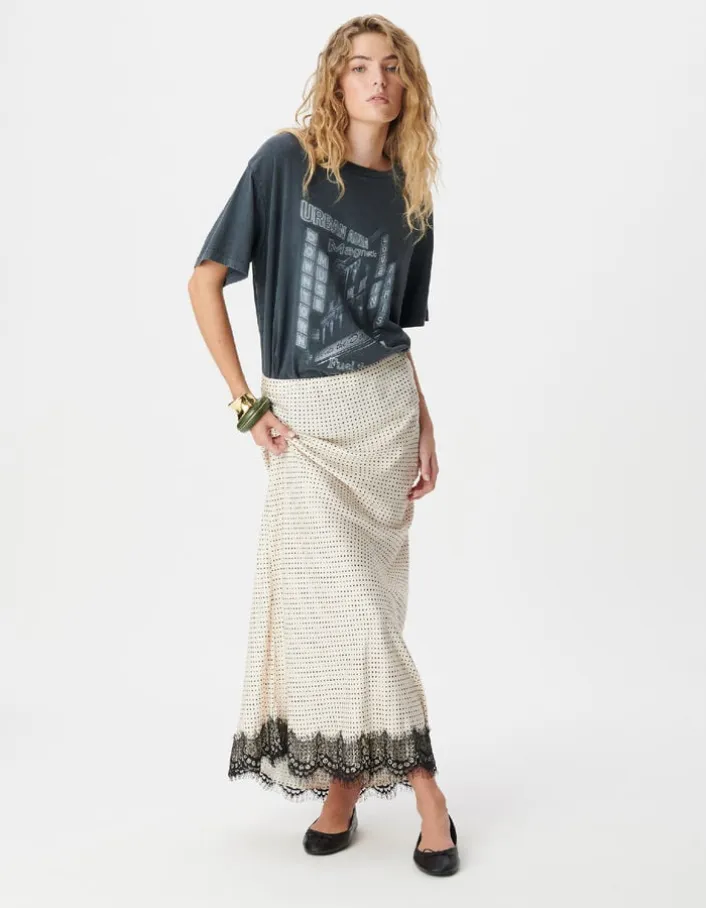 Tee-shirt gris print immeubles et messages Femme